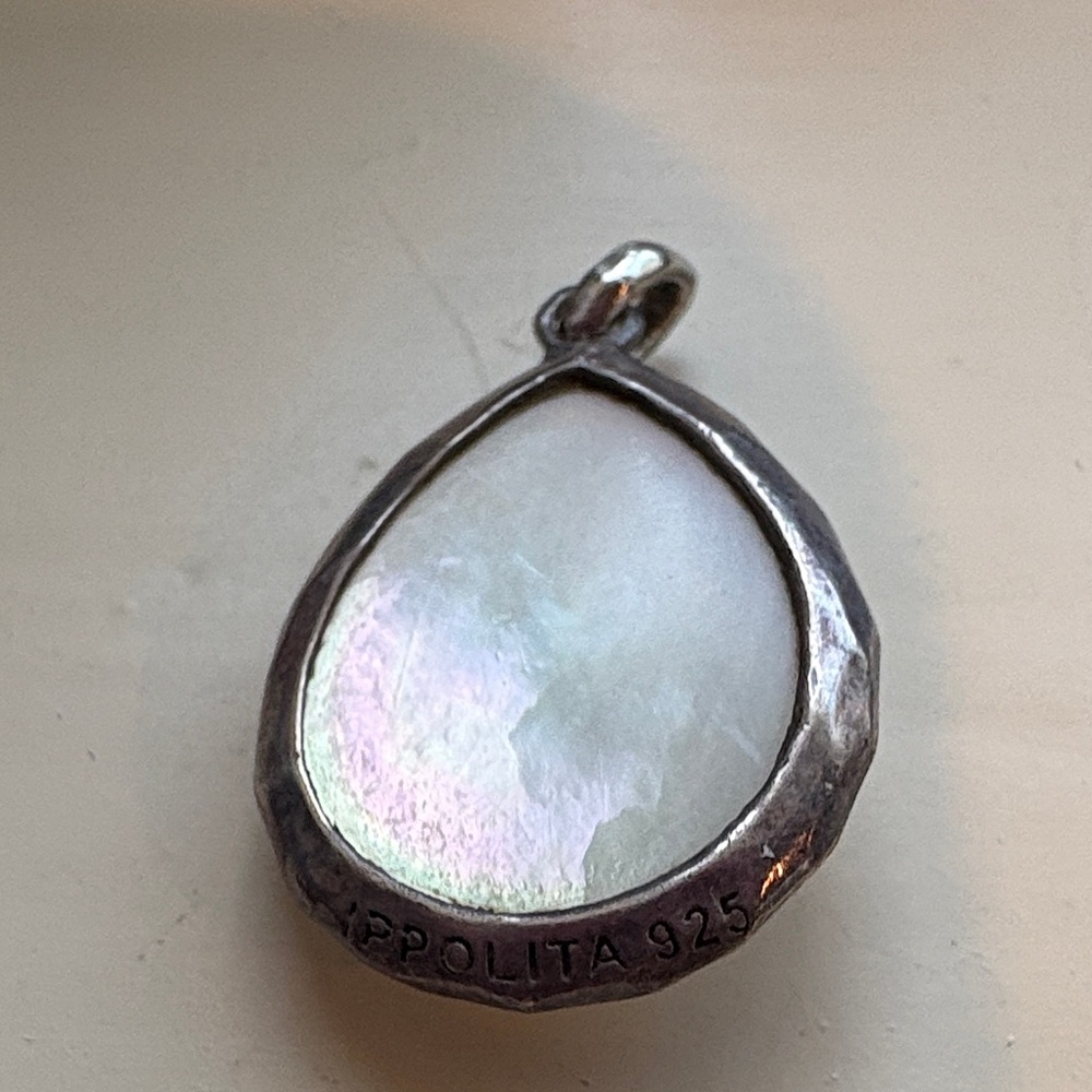 Ippolita rock candy white quartz and mother of pearl teardrop necklace pendant